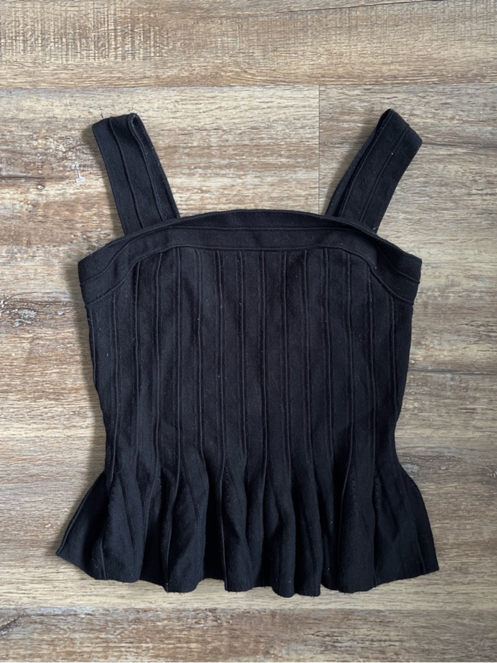 Express Black Ribbed Peplum Cami Tank